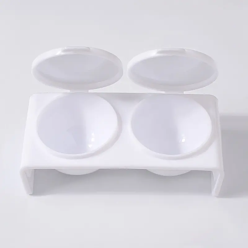 1 Pcs Double Dish Case Nail Container Plastic Tint Bowl with Cover Nail Art Equipment for Acrylic Liquid Powder UV Gel Tips Tool
