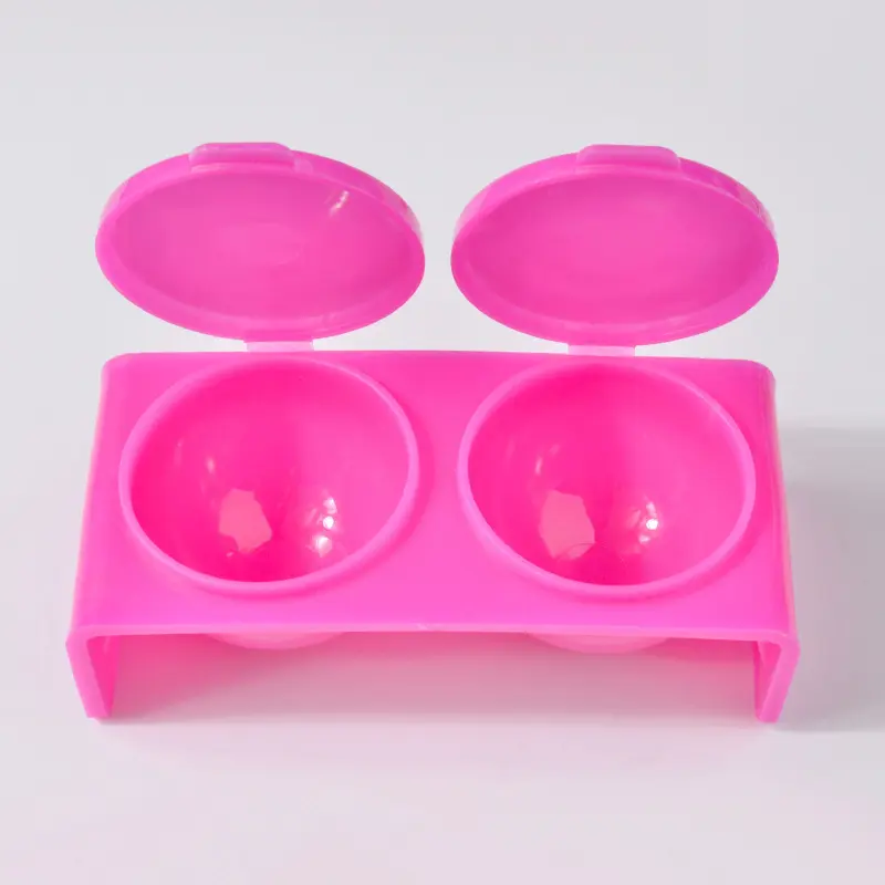 1 Pcs Double Dish Case Nail Container Plastic Tint Bowl with Cover Nail Art Equipment for Acrylic Liquid Powder UV Gel Tips Tool