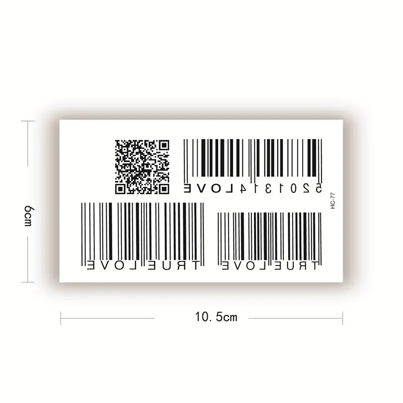 Body Art Waterproof Temporary Tattoos for Men and Women Individuality QR Code Barcode Design Tattoo Sticker