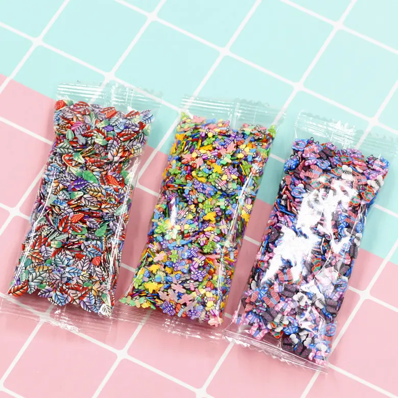 1000pcs/Bag 3D Tiny Cute Nails Art Accessories Star/Cartoon/Flower/Fruit/Feather Slices Slicing Nail Decorations