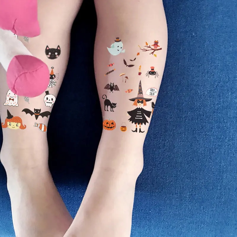 Funny Cartoon Children Temporary Tattoo Sticker Waterproof Fashion Body Art Tattoos Halloween Pumpkin Witch Tattoo Stickers