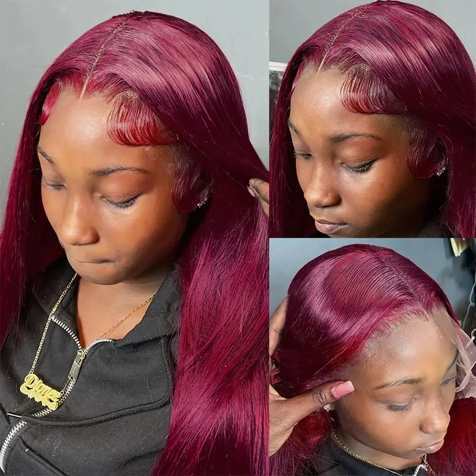 Burgundy Lace Frontal 13x6 Straight Lace Wig HD Transparent 13x4 Colored Front 100% Remy Human Hair Wigs For Women Choice