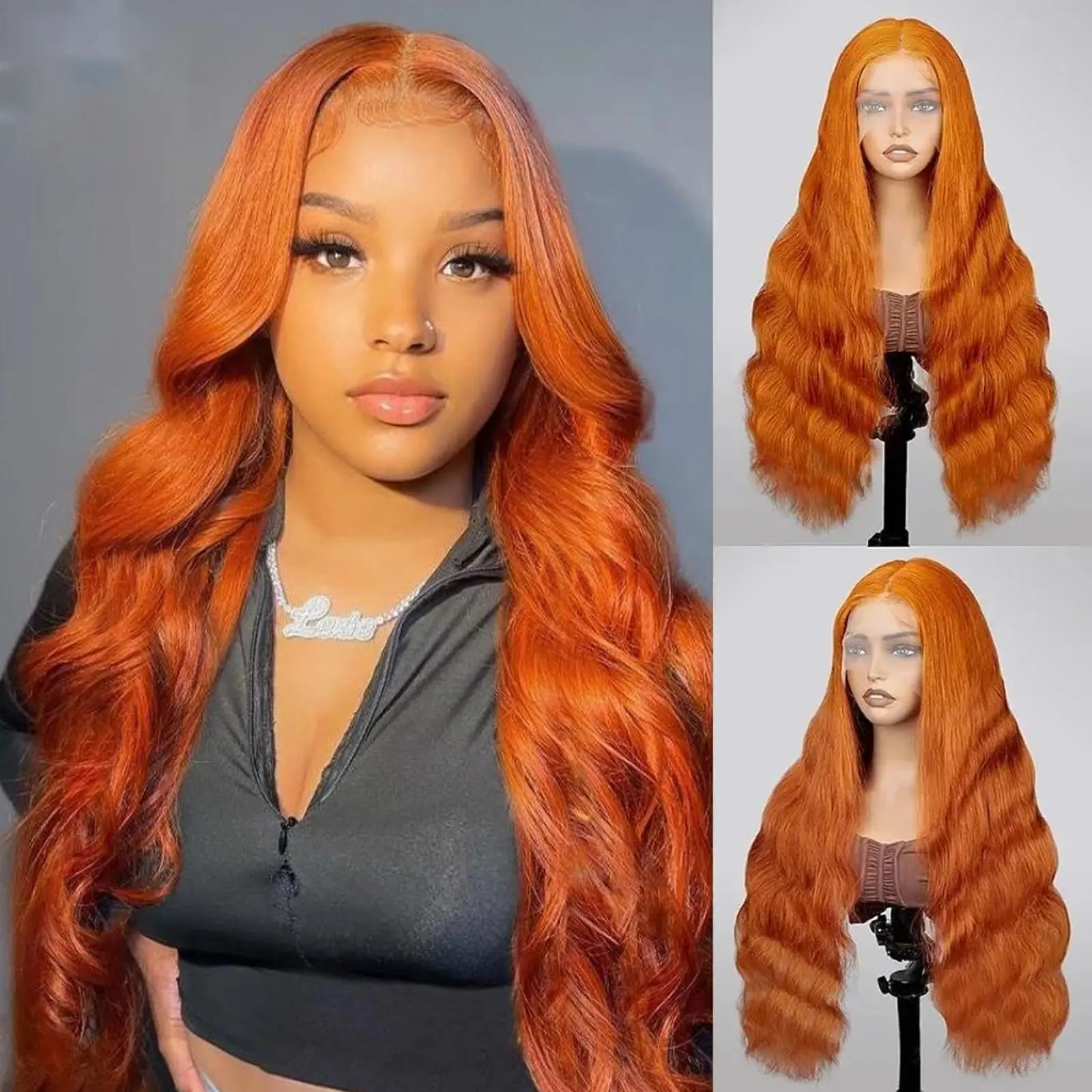 13x6 Ginger 200% Density Body Wave HD Lace Front Wigs 100% Human Hair for Women 13x4 HD Transparent Orange Colored on sale