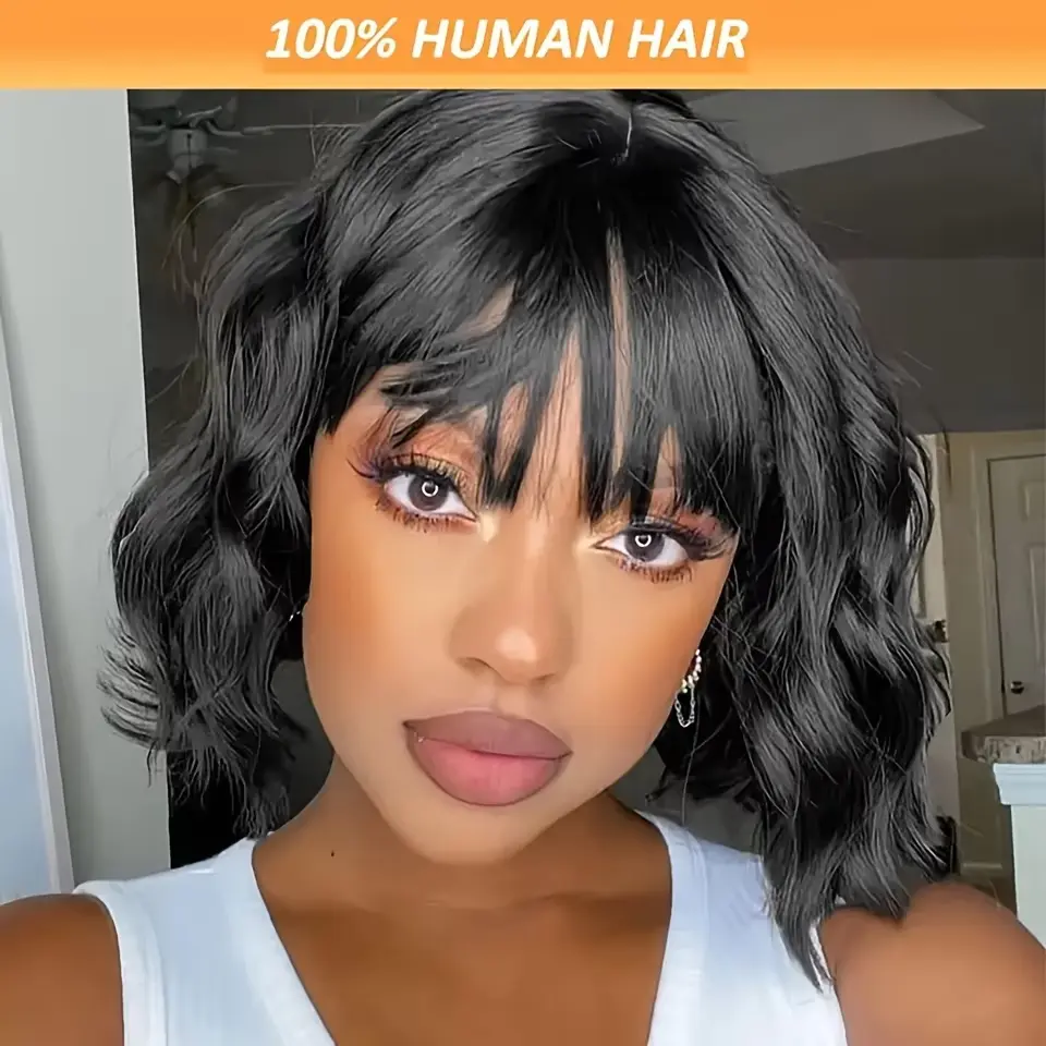 Silkwave 3x1 Lace Middle Part Body Wave Short Bob Human Hair Wigs With Bangs Fringe Wig For Women Brazilian Cheap Wig On Sales