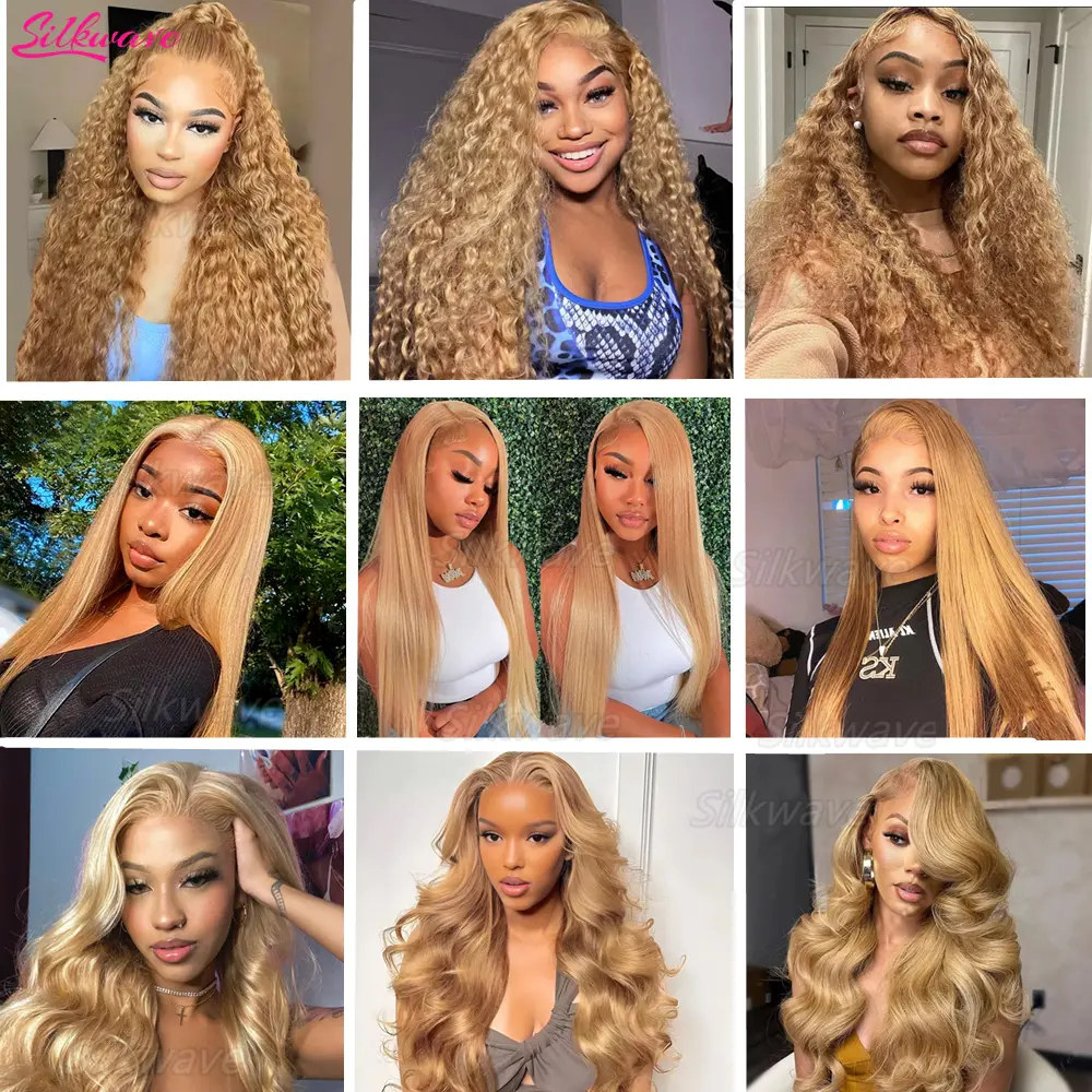 Silkwave #27 Colored Honey Blonde Wig Human Hair 13x6 Body Wave Lace Front Wig Pre Plucked Deep Wave Frontal Wigs For Women