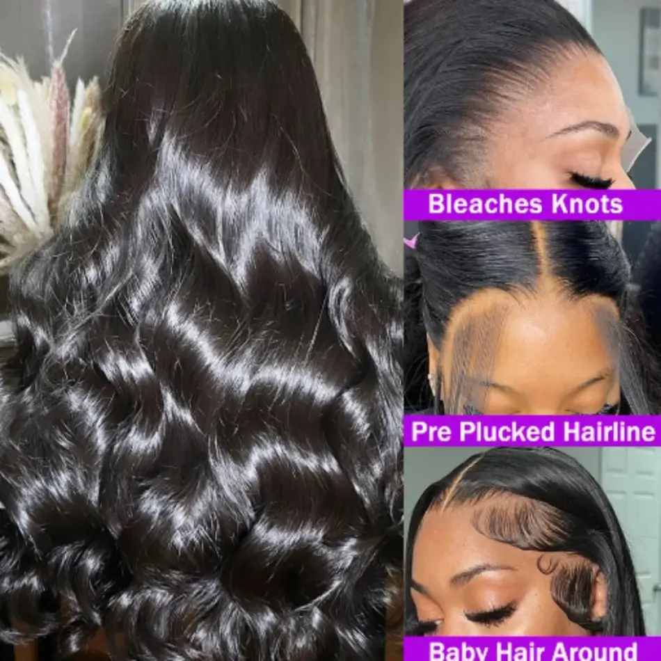 Body Wave Lace Front Human Hair 30 38 Inch 13x4 13x6 Hd Lace Frontal Wig 200 Density Loose Deep Wave Pre Plucked Wigs For Women