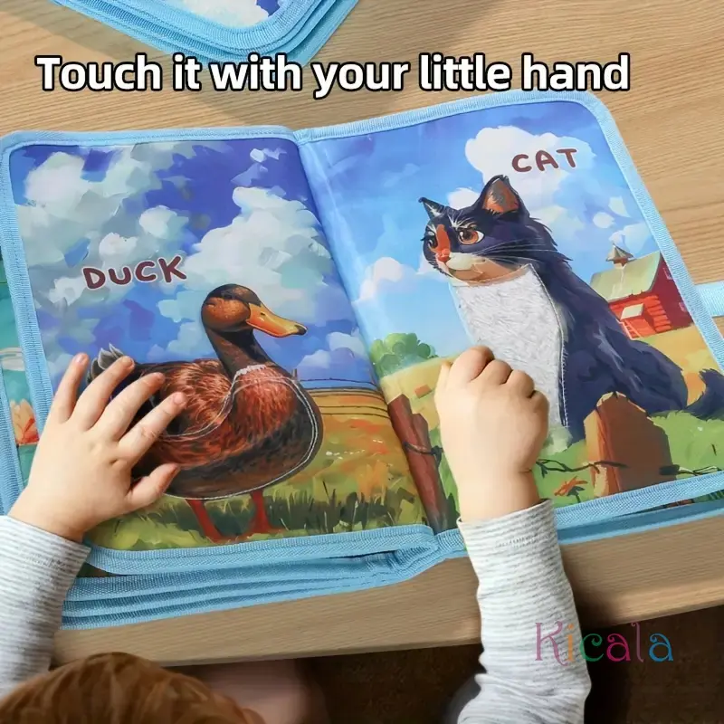 Interactive Animal Touch Book For Baby Early Learning Puzzle Cloth Storybook With Tiger Monkey Sensory Development Toys Gift