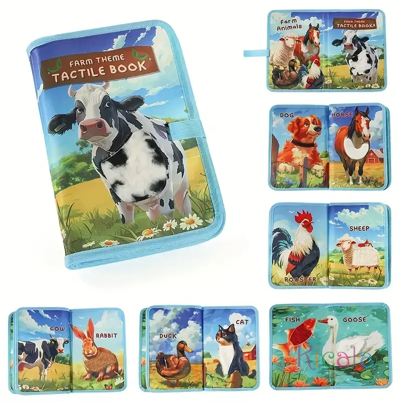 Interactive Animal Touch Book For Baby Early Learning Puzzle Cloth Storybook With Tiger Monkey Sensory Development Toys Gift