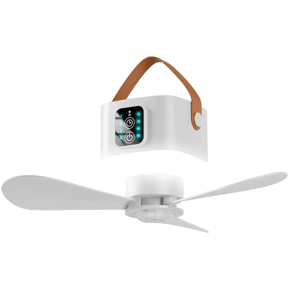 2 In 1 Electric Cordless Fan with Remote Control Brushless Motor Fan Light Foldable 4 Color Light Fan for Living Room Camping