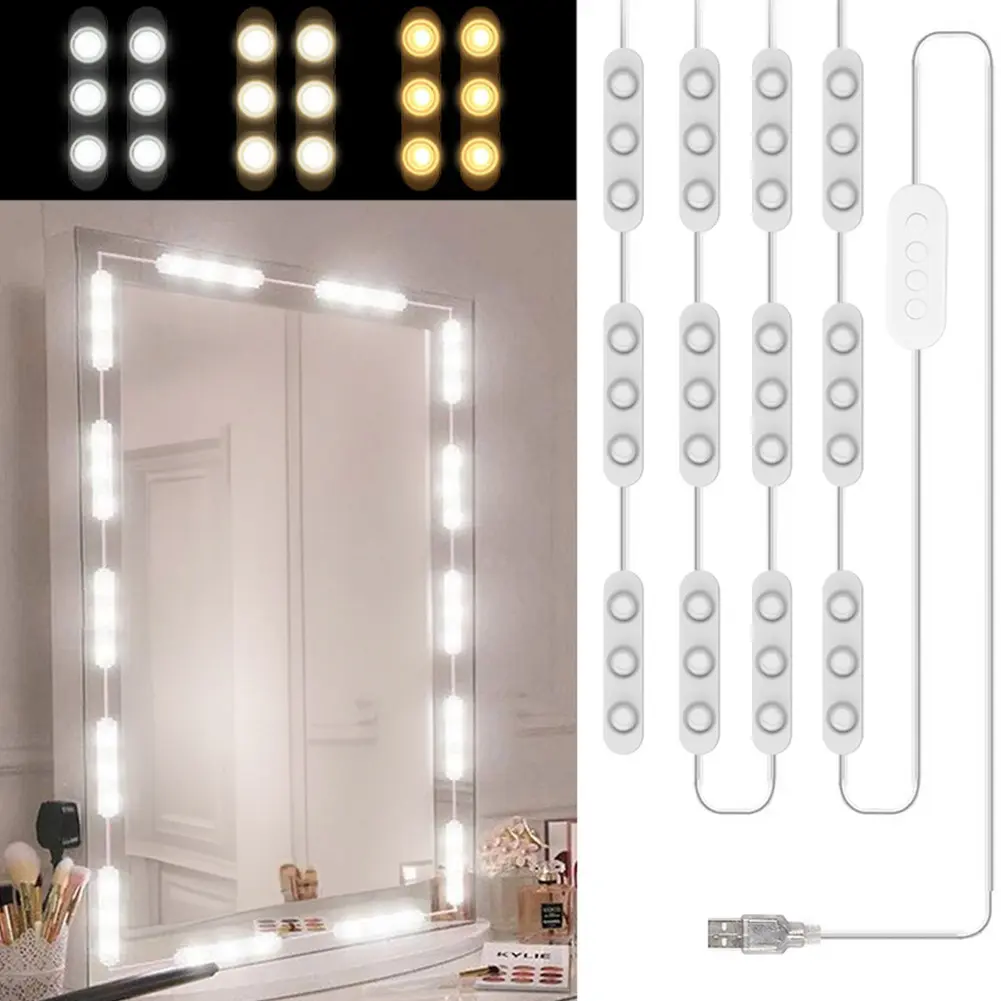 10FT LED Vanity Mirror Lights 3 Color Temperature USB LED Makeup Light Strip Dimmable for Makeup Vanity Table & Bathroom Mirror
