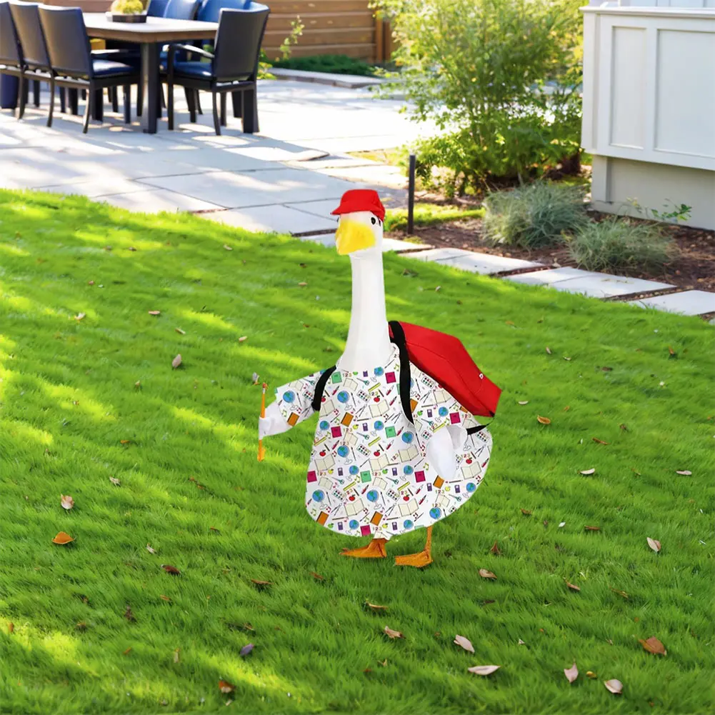 Back To School Porch Goose Outfits with Schoolbag Cute Goose Costume Lawn Goose Clothing First Day of School Costume