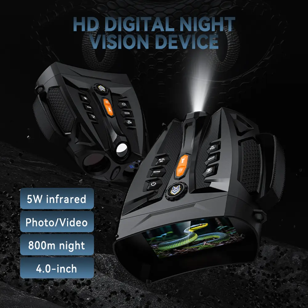4K Night Visions Goggles 10X Digital Zoom Hunting Camera 5000mAh Rechargeable 4inch IPS Screen for Outdoor Camping and Travel