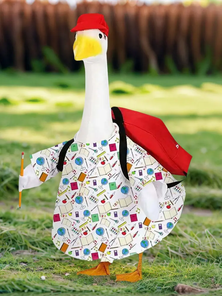 Back To School Porch Goose Outfits with Schoolbag Cute Goose Costume Lawn Goose Clothing First Day of School Costume