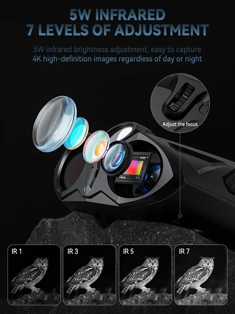 4K Night Visions Goggles 10X Digital Zoom Hunting Camera 5000mAh Rechargeable 4inch IPS Screen for Outdoor Camping and Travel