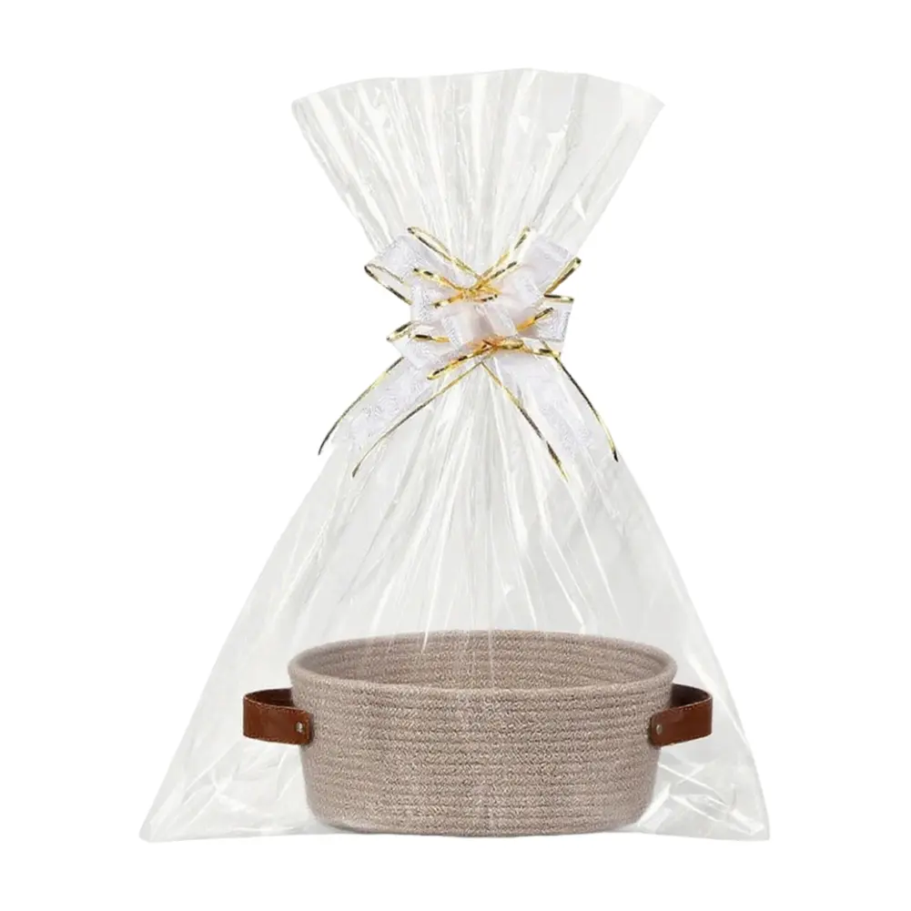 Small Baskets with Handle Woven Basket with Bags and Ribbons Empty Storage Box for Decoration Wedding Storage Graduation