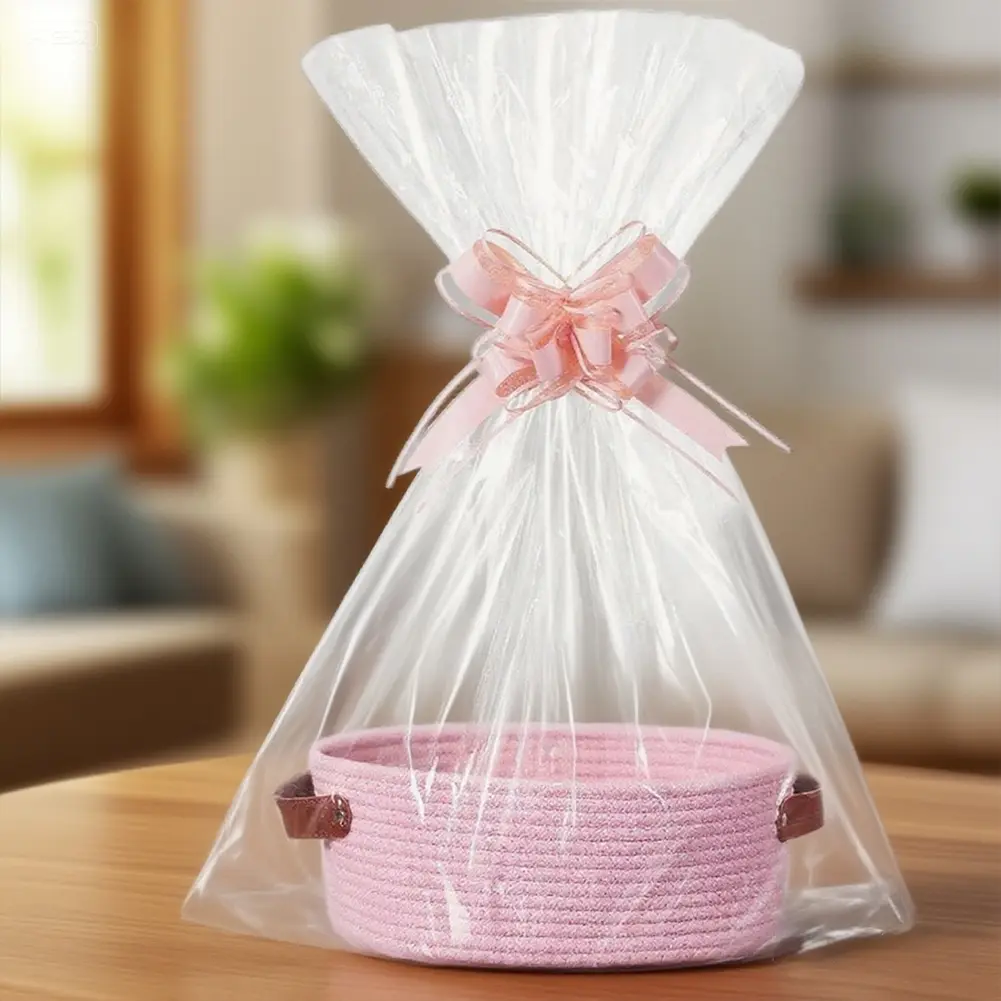 Small Baskets with Handle Woven Basket with Bags and Ribbons Empty Storage Box for Decoration Wedding Storage Graduation