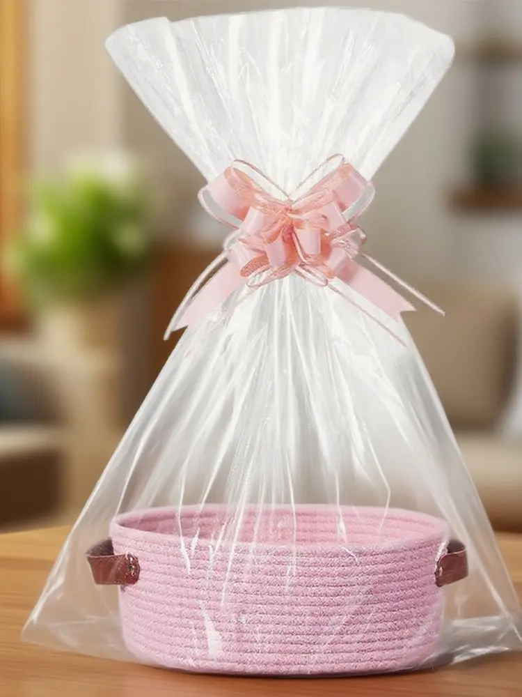 Small Baskets with Handle Woven Basket with Bags and Ribbons Empty Storage Box for Decoration Wedding Storage Graduation