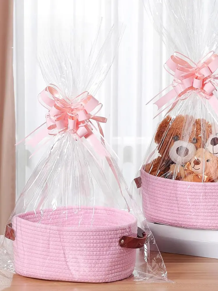 Small Baskets with Handle Woven Basket with Bags and Ribbons Empty Storage Box for Decoration Wedding Storage Graduation