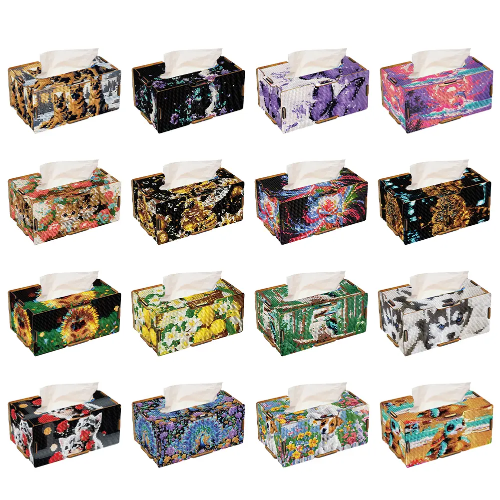 Diamond Painting Tissue Box Kits Diamond Painting Box DIY Diamond Desk Decorative Tissue Box for Living Room Bedroom Bathroom