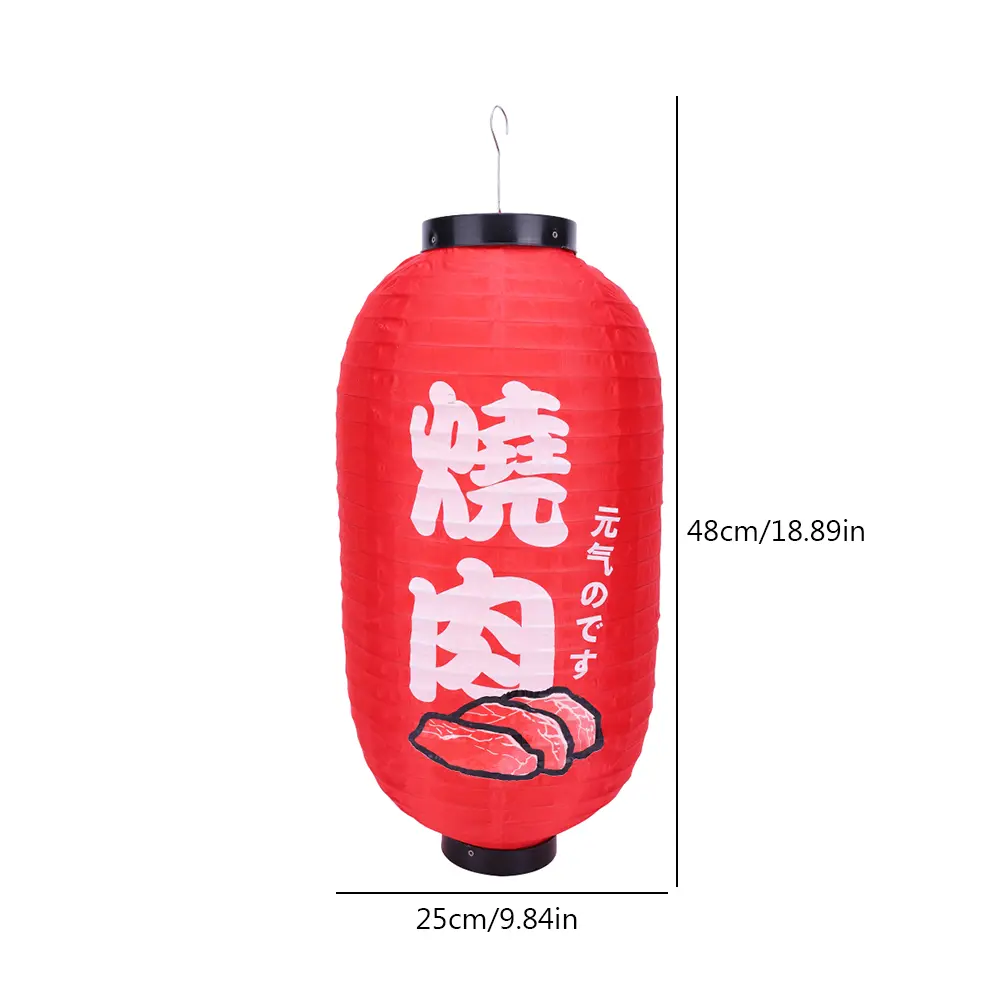 Coloured Painting Festival Decoration Lantern Waterproof Cloth Red Hanging Lantern Holiday Ornament Lantern for Sushi Restaurant