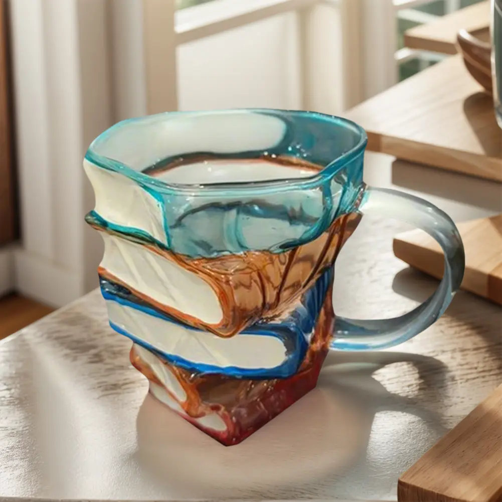 Novelty 3D Painted Books Coffee Mug Creative Drinking Cup Collection Gifts for Literature Lovers