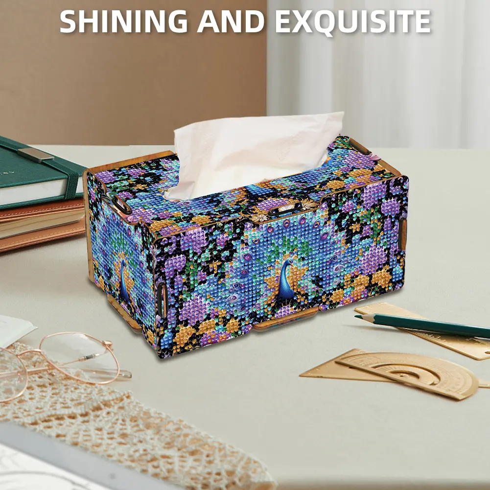Diamond Painting Tissue Box Kits Diamond Painting Box DIY Diamond Desk Decorative Tissue Box for Living Room Bedroom Bathroom