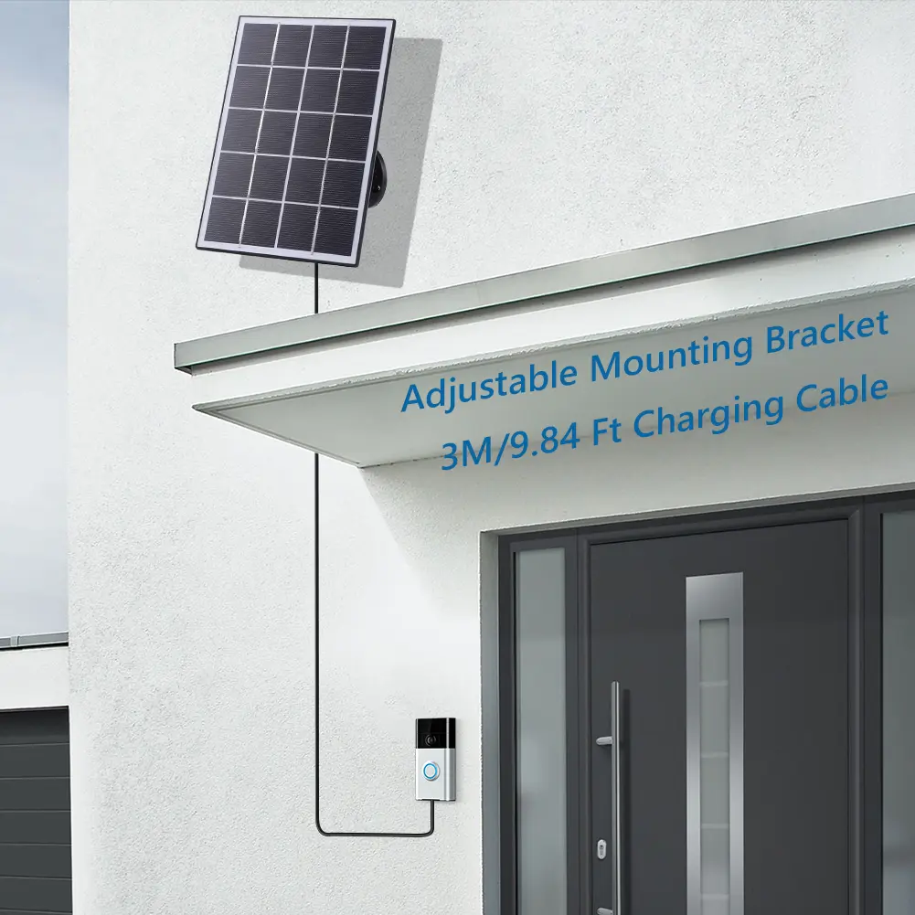 4W Solar Panel for Ring Doorbell 9.8Ft Charging Cable Solar Panel Kit Solar Charging Panel for Ring Video Doorbell 4 3 3 Plus 2