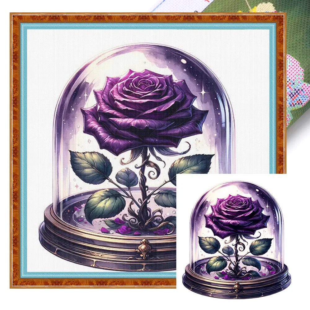 Rose Printed Cross Stitch Kit DIY 11CT Embroidery Craft Set Home Decoration