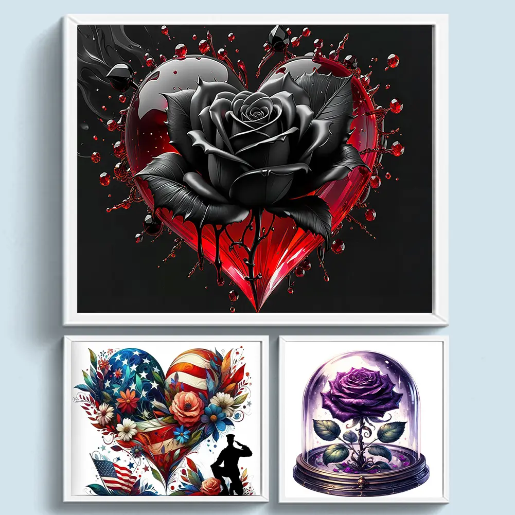 Rose Printed Cross Stitch Kit DIY 11CT Embroidery Craft Set Home Decoration