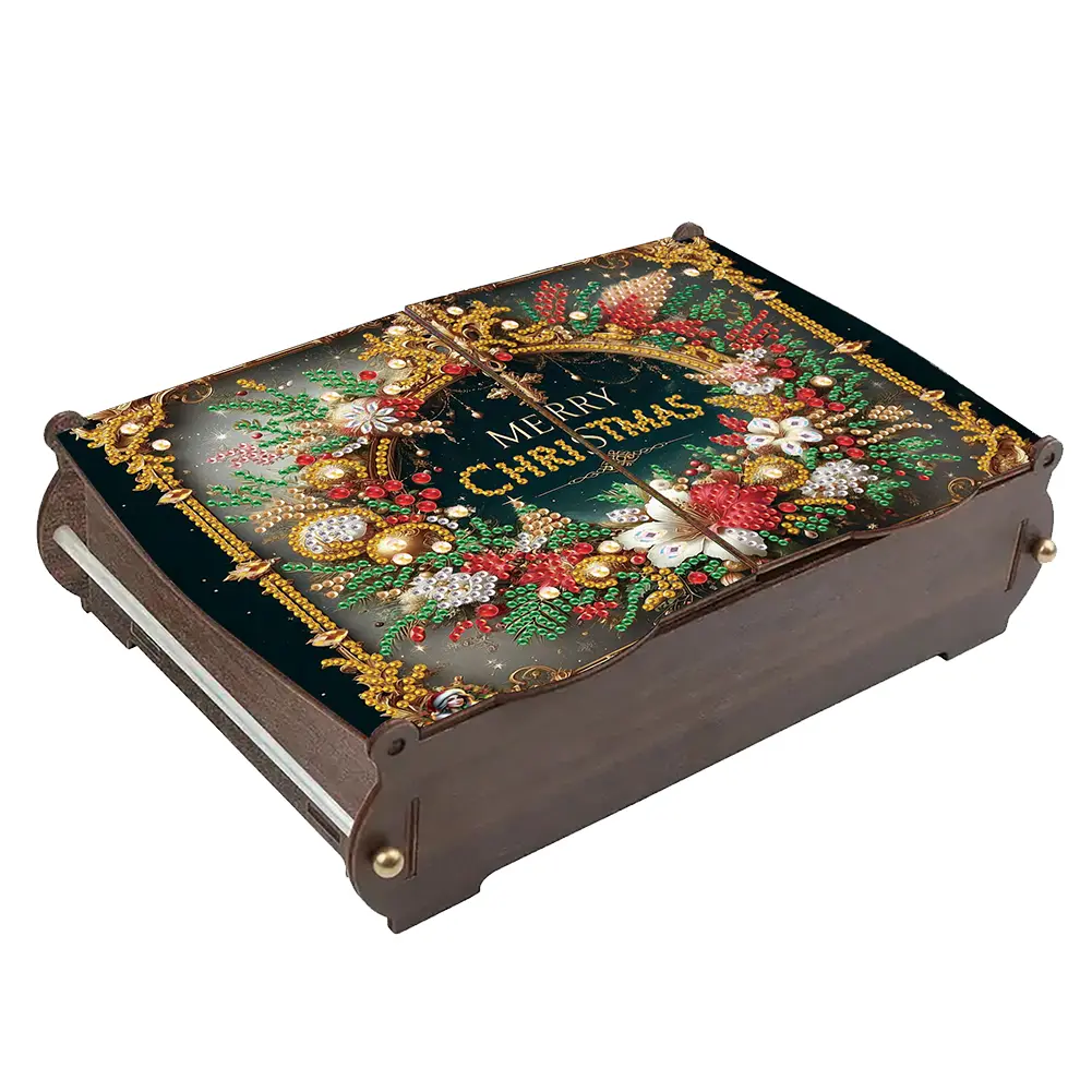 DIY Diamond Painting Colored Pattern Wood Case Partial Drill Crystal Mosaic Storage Container for Home Car Desk Decoration Craft