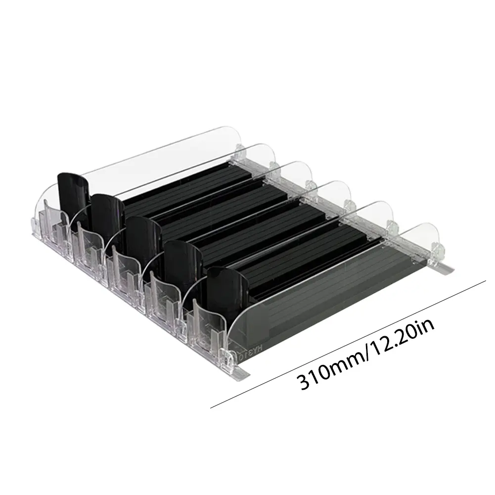 Canned Beverage Push Rack Spring Push Beverage Pusher Shelf Adjustable Width Can Shelf Pusher E-shaped Glide for Kitchen Fridge