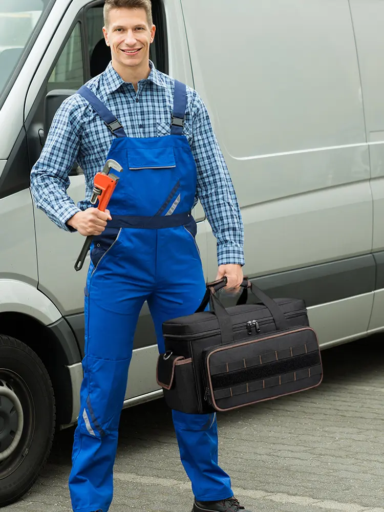 17 Inch Electricians Tool Bags Waterproof Large Tool Bag Organizer Heavy Duty Tool Bags for Electrician Mechanic Plumber HVAC