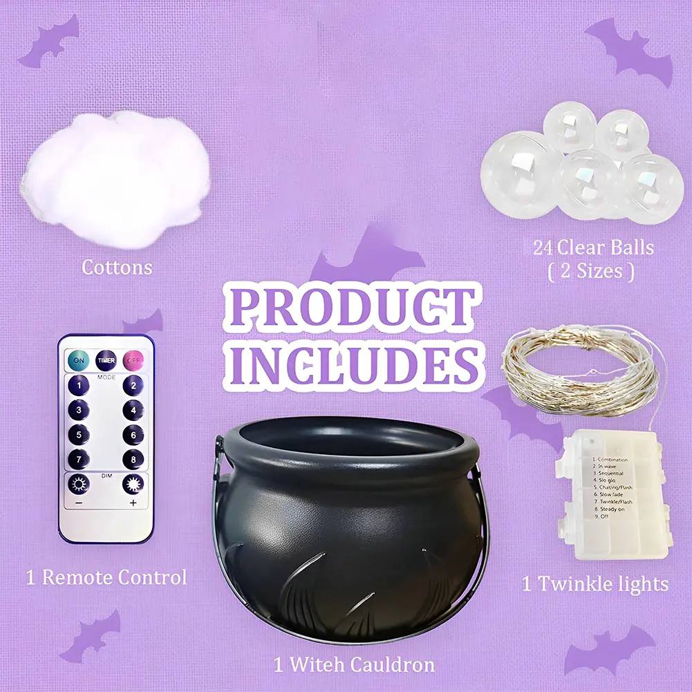Halloween Decorations Indoor Bubbling Cauldron Set Multi-Purpose Candys Jar Witches Bowl for Home Kitchen Room Party Table Decor