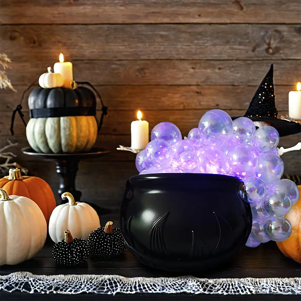 Halloween Decorations Indoor Bubbling Cauldron Set Multi-Purpose Candys Jar Witches Bowl for Home Kitchen Room Party Table Decor