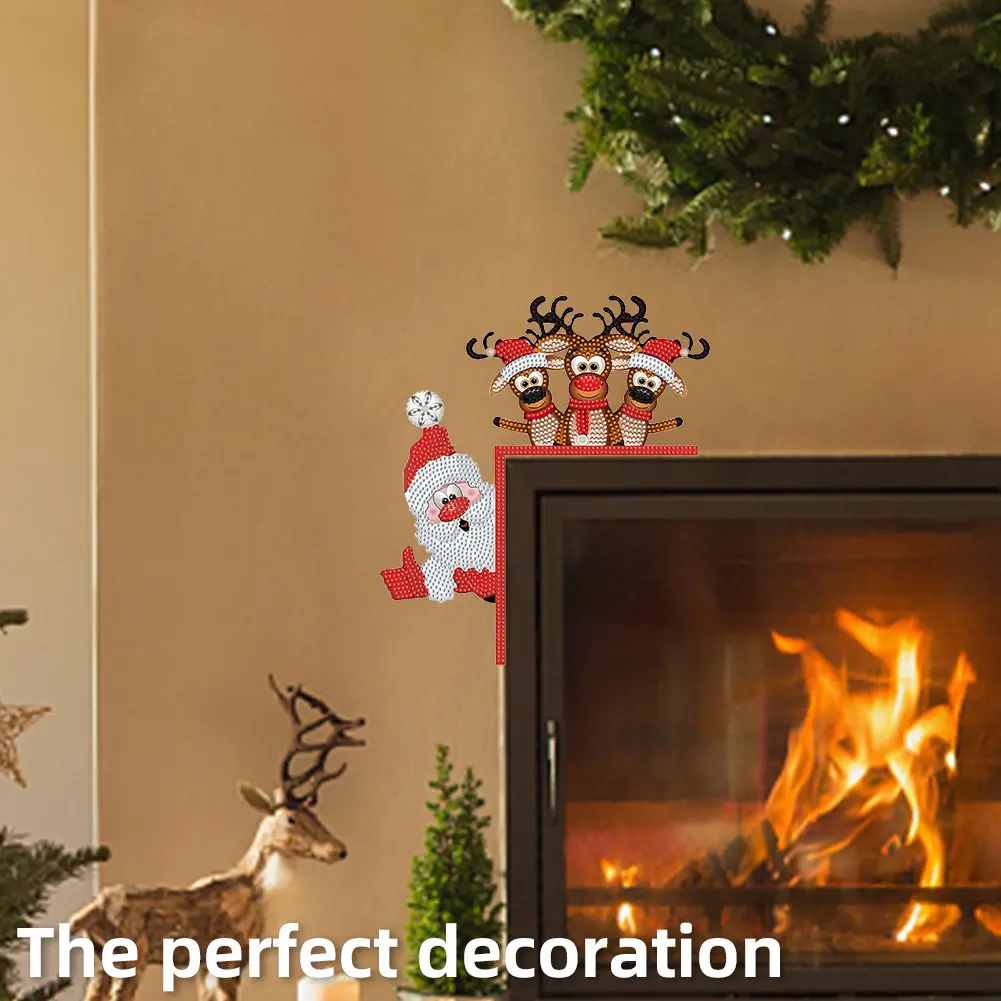 2D Flat Pattern Christmas Door Frame Decorations DIY Diamond Painting Ornaments Kit 5D Diamond Painting Art Kit for Party Favors