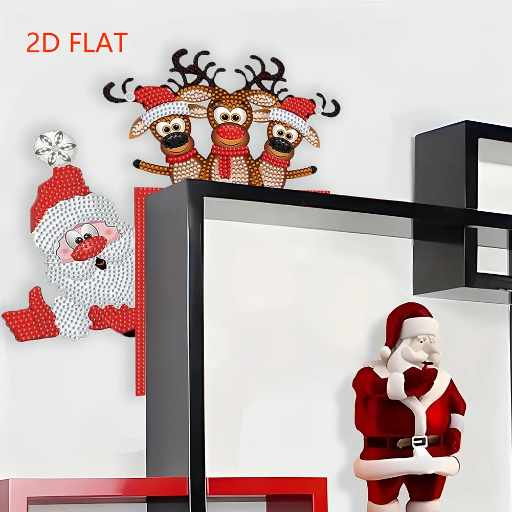 2D Flat Pattern Christmas Door Frame Decorations DIY Diamond Painting Ornaments Kit 5D Diamond Painting Art Kit for Party Favors