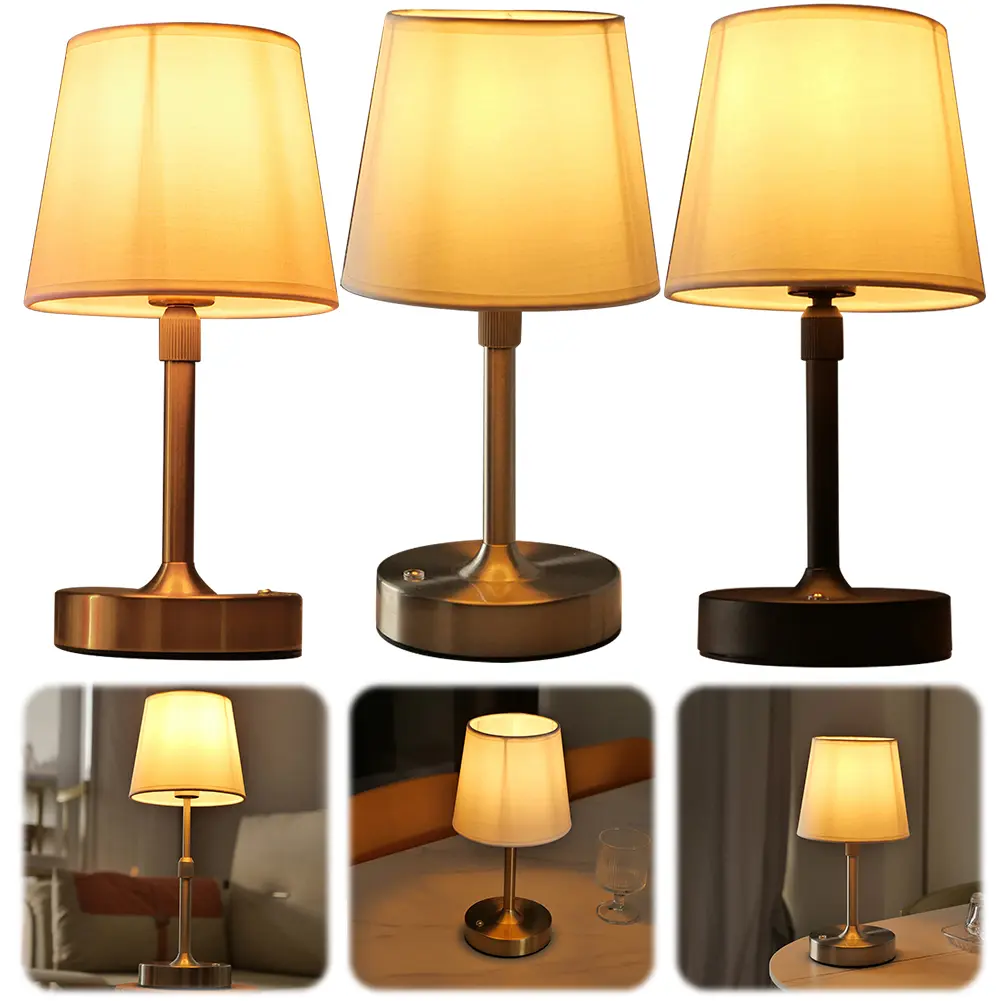 Cordless LED Metal Table Lamp USB Rechargeable 2200K Warm Light Pleated Decorative Atmosphere Light Portable Cordless Table Lamp