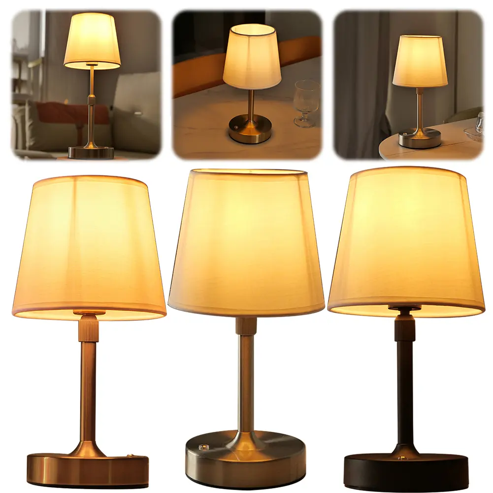 Cordless LED Metal Table Lamp USB Rechargeable 2200K Warm Light Pleated Decorative Atmosphere Light Portable Cordless Table Lamp