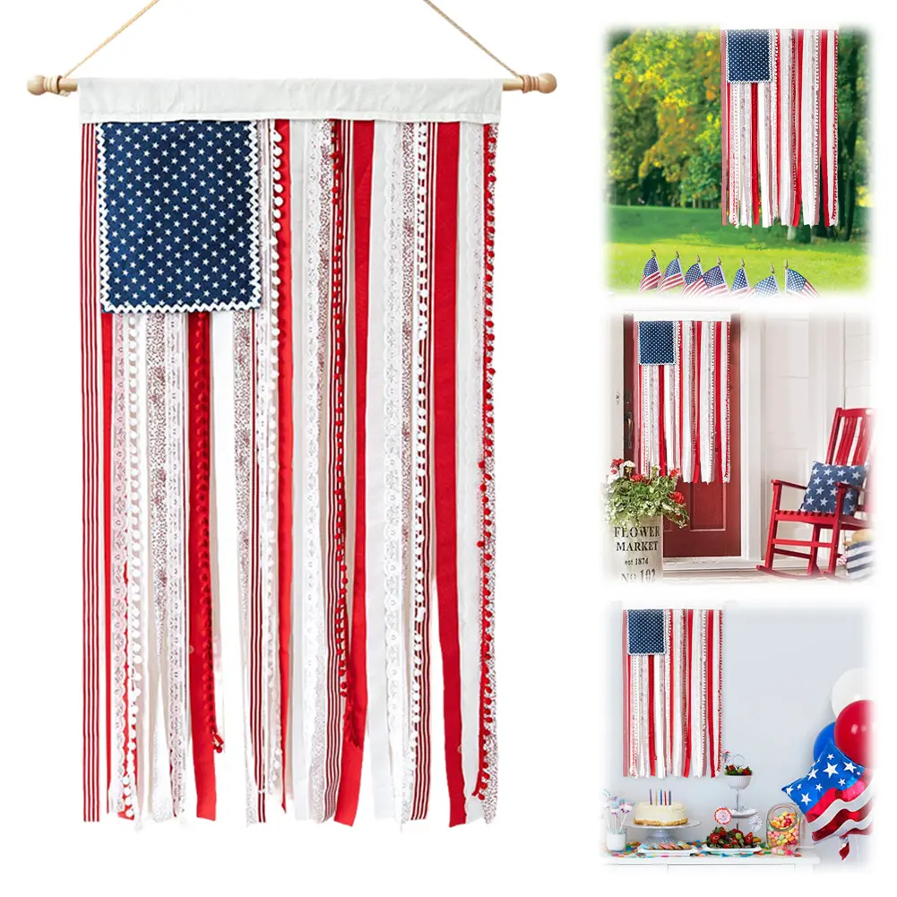 48in X 27in Patriotic Memorial Day Decor American Bunting Flag Independence Day Garden Flag for 4th of July Independence Day