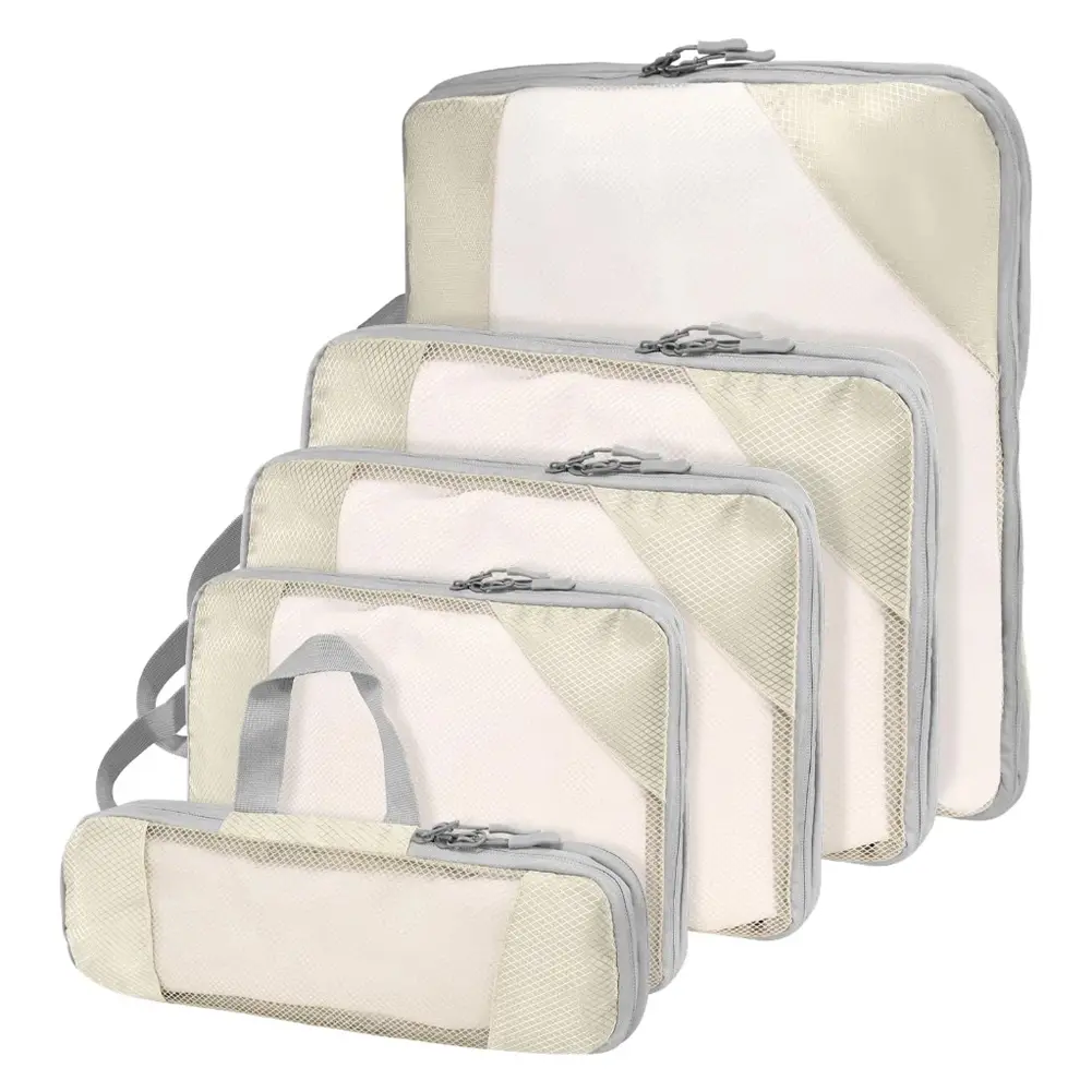 Set of Five Lightweight Compressible Travel Bags for Large Capacity Luggage Storage Perfect for Camping and Hiking