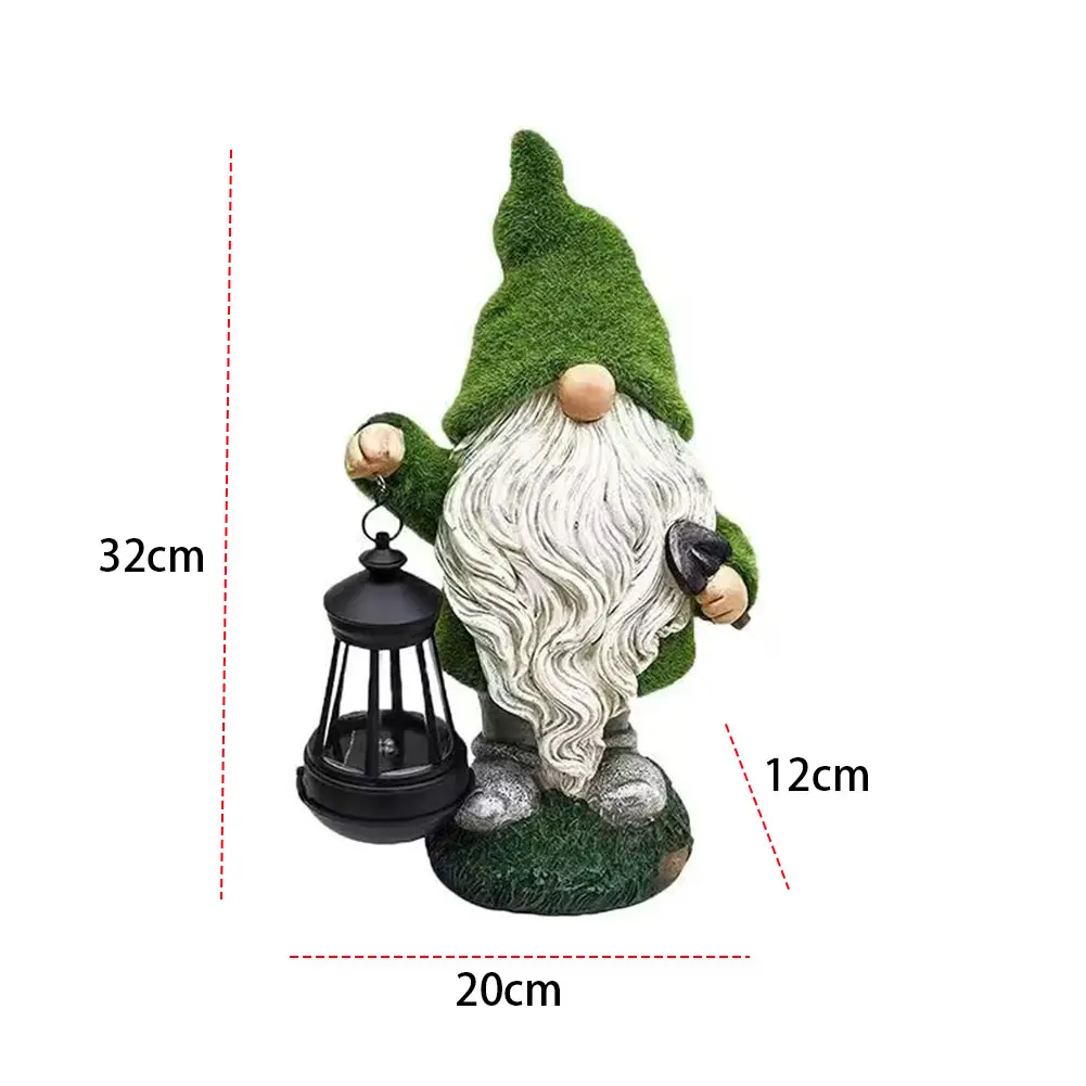 Garden Gnome with Solar Light Decorative Funny Garden Sculpture Waterproof Outdoor Gnome Decoration for Patio Lawn Yard Balcony