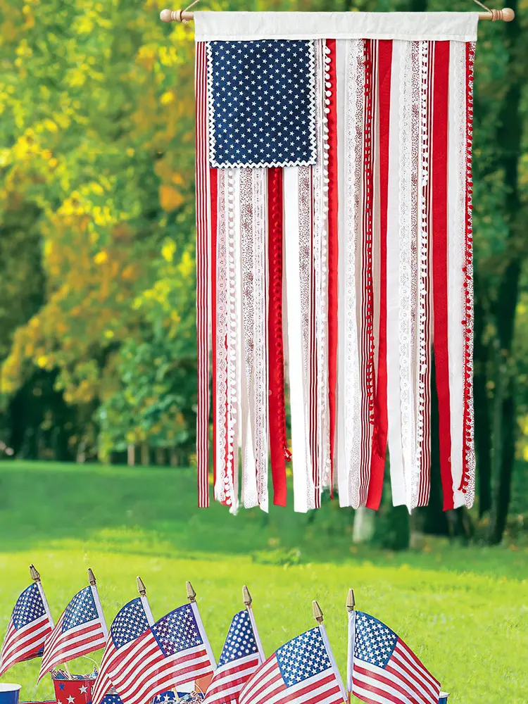 48in X 27in Patriotic Memorial Day Decor American Bunting Flag Independence Day Garden Flag for 4th of July Independence Day