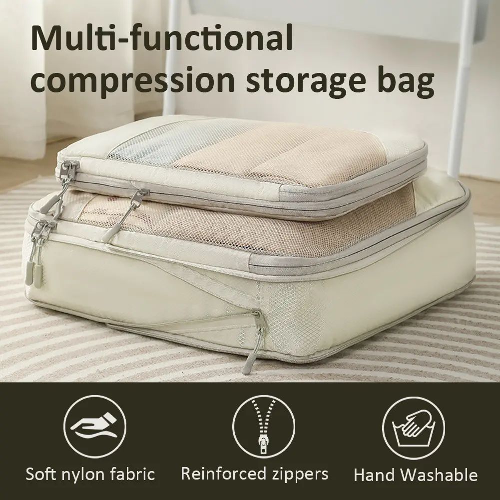 Set of Five Lightweight Compressible Travel Bags for Large Capacity Luggage Storage Perfect for Camping and Hiking