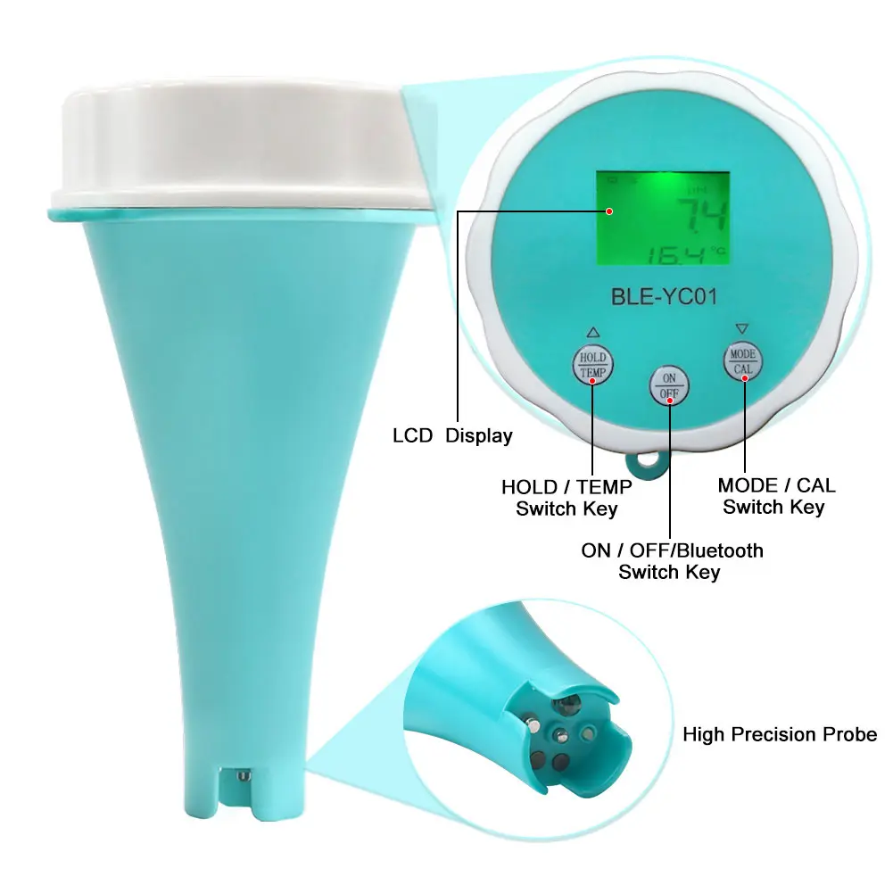 6 in1 Water Quality Detector PH EC TDS ORP CL Temperature Calibration Chlorine Water Tester APP Online Monitor for Swimming Pool