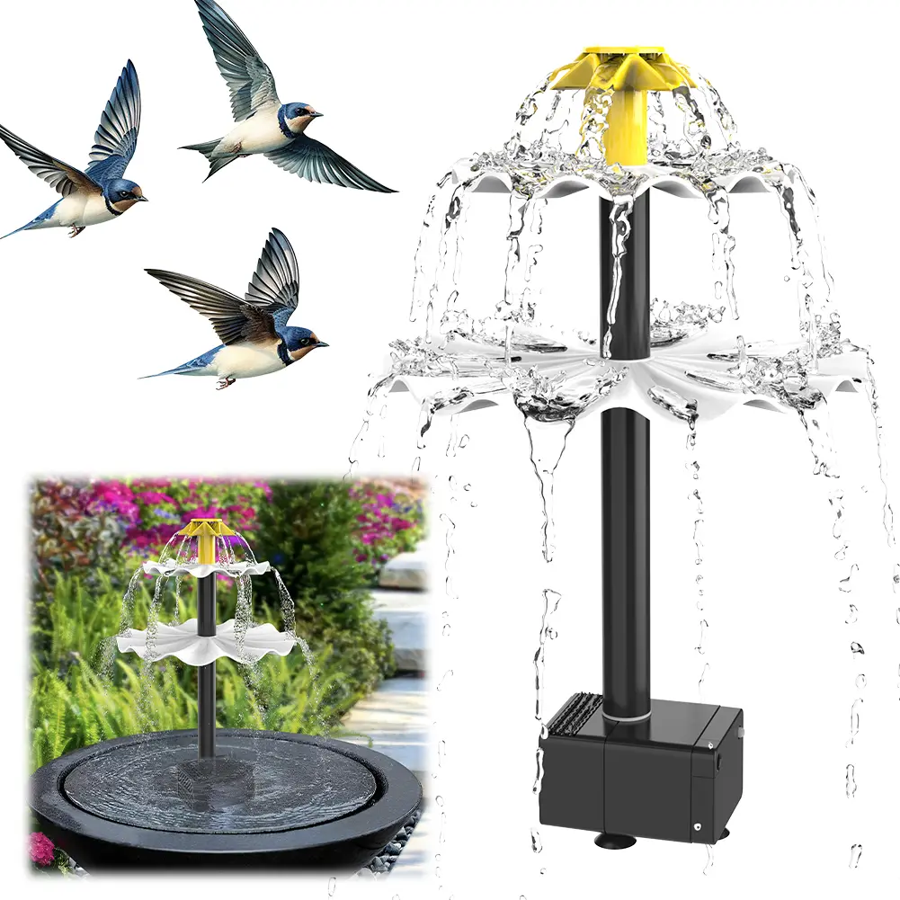 3-Tier Solar Bird Bath Fountain with Solar Panel Decorative Fountain Water Fountain and Birdbath for Yard Patio Deck Decoration
