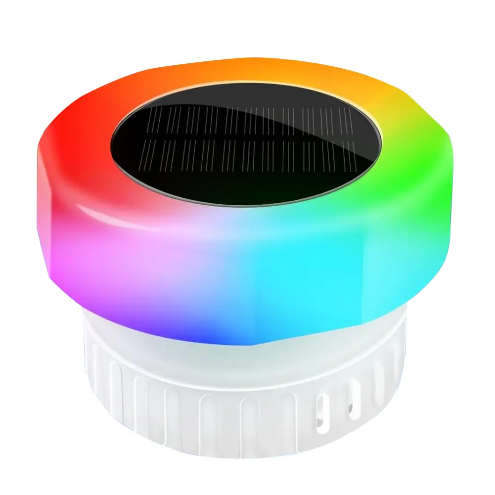 Solar Powered Floating Chlorine Dispenser with Colorful Light Pool Chlorine Tablet Dispenser IP68 Waterproof for Pool Hot Tub
