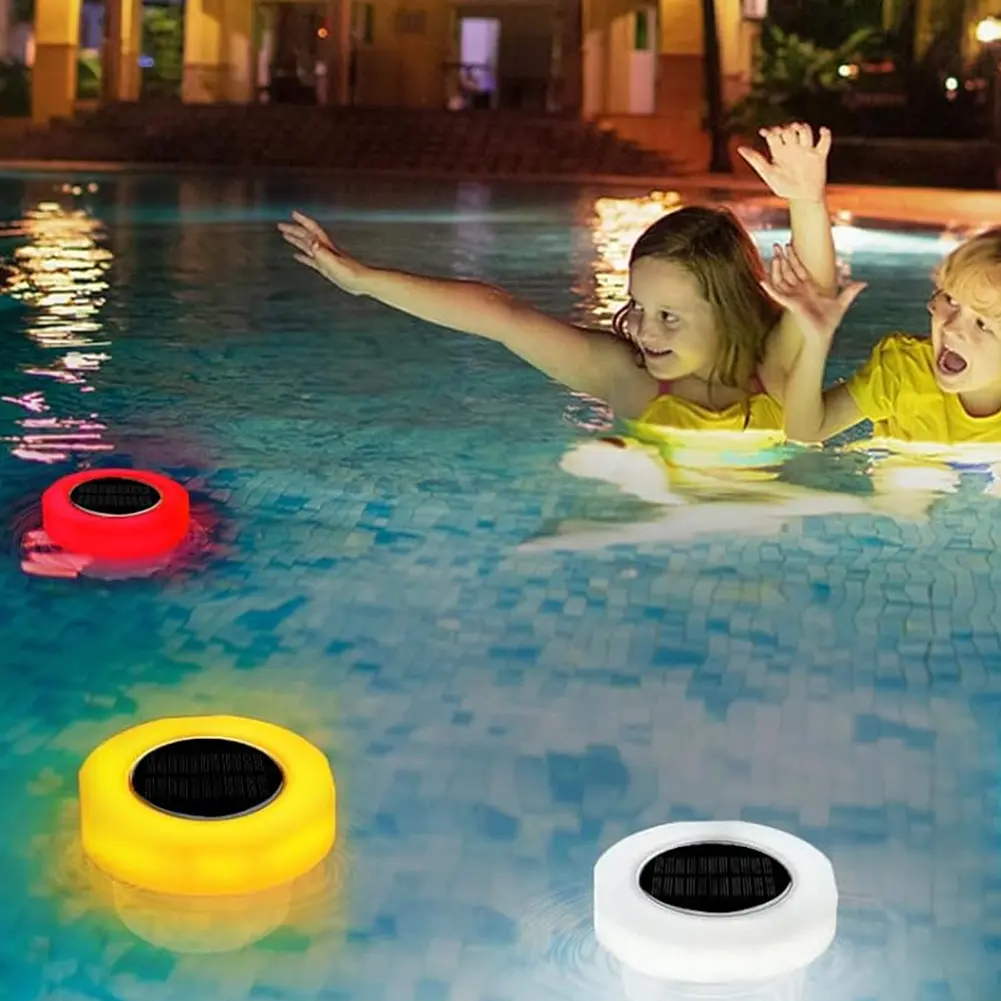 Solar Powered Floating Chlorine Dispenser with Colorful Light Pool Chlorine Tablet Dispenser IP68 Waterproof for Pool Hot Tub