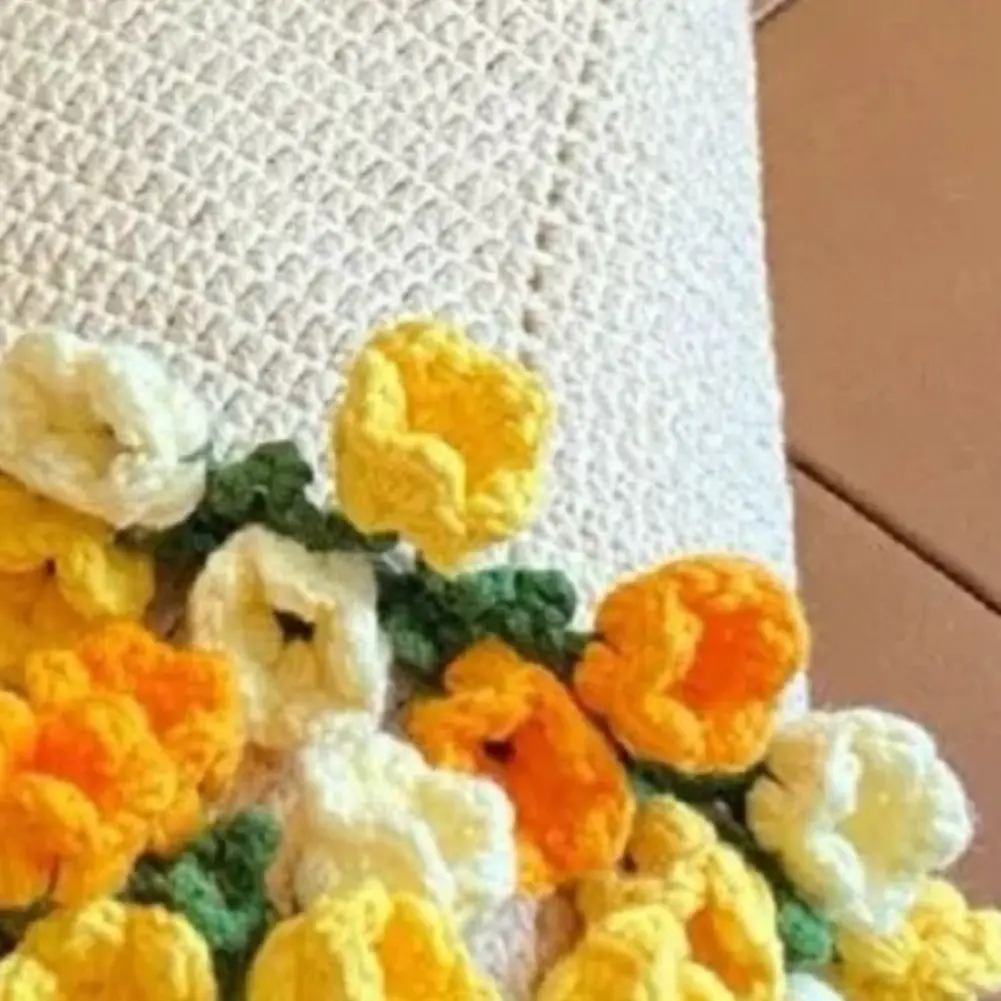 Finished Or DIY Rose Blanket Flowers Handmade Crocheted Sweater Bed Couch Mother's Day Gift For Mum Soft Knitting Throw Blankets