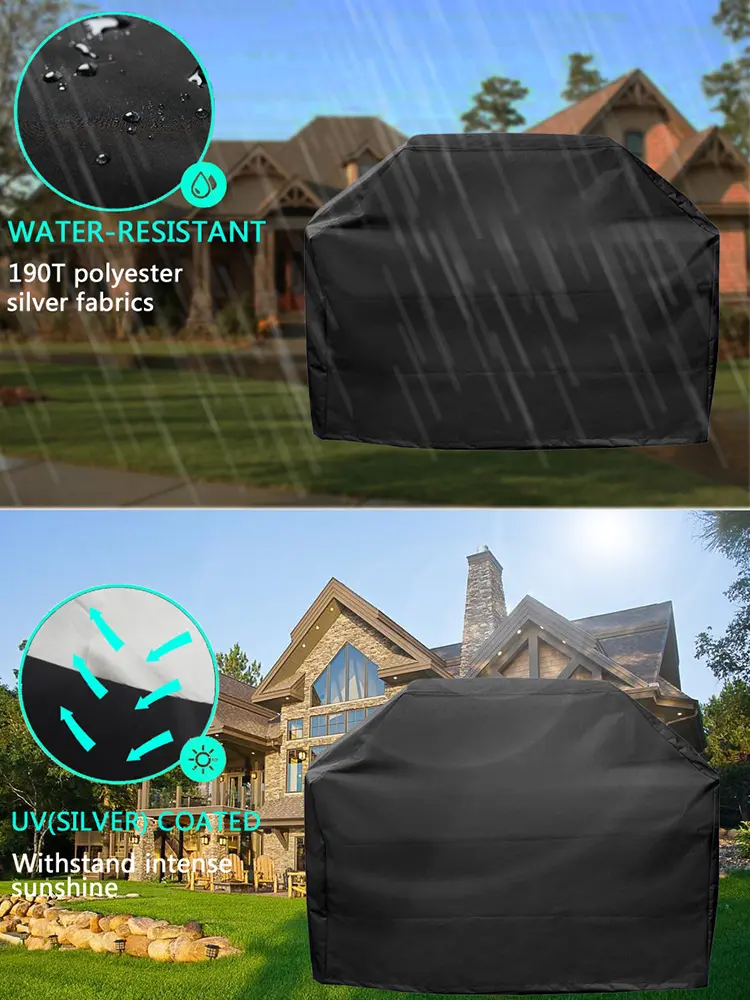 Outdoor Barbecue Cover Waterproof BBQ Oven Cover Anti-Dust Weather Resistant Square Rain Protective