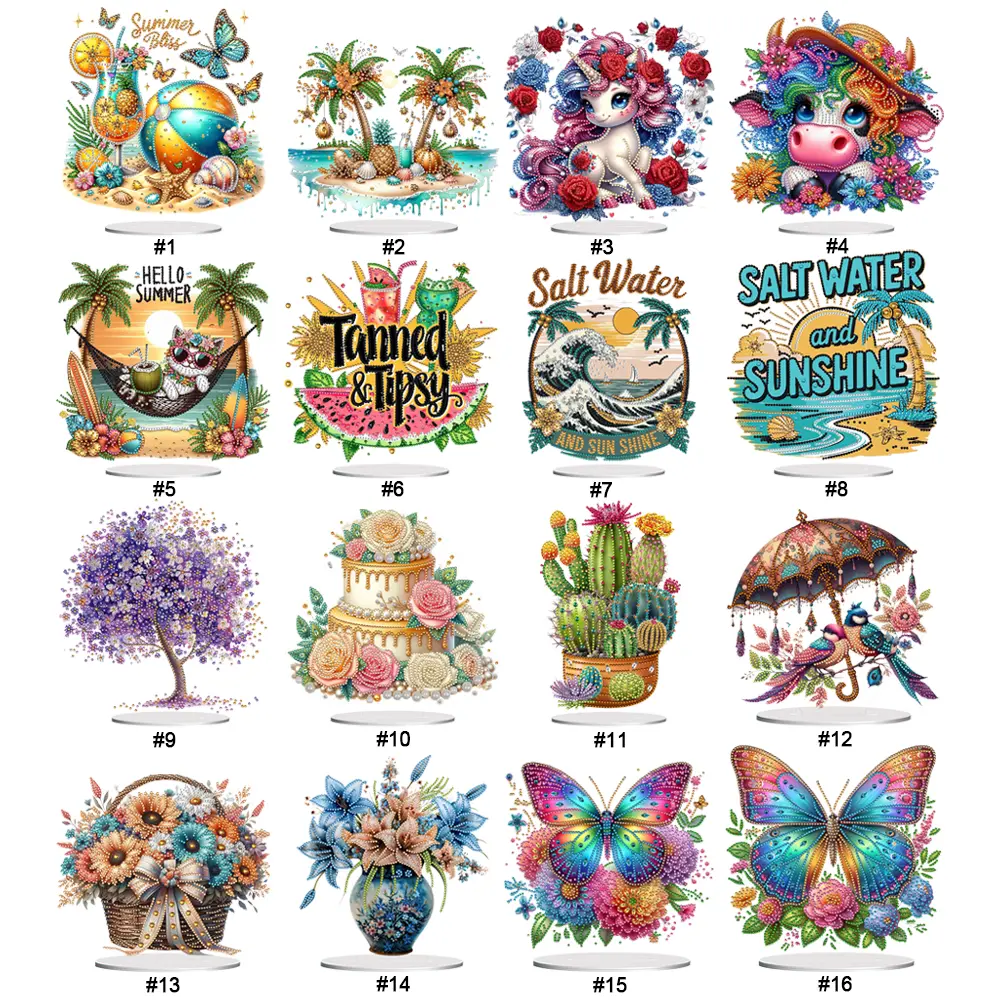 Acrylic Special Shape Cactus Diamond Painting Tabletop Ornaments Kit 5D DIY Diamond Art Tabletop Decorations Bedroom Table Decor